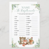Woodland Greenerenery Shower Baby Animal Name Game (Vorne/Hinten)