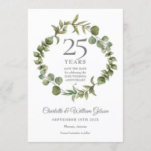 Woodland Greenery 25. Hochzeitstag - Save-the-Date Einladung