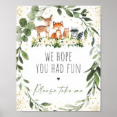 Woodland Greenery Baby Duwer Gefallen Schild (Vorne)