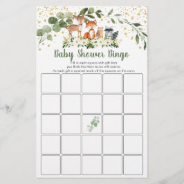 Woodland Greenery Baby Shower Bingo Game