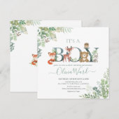 Woodland Greenery Baby Shower Boy Einladung (Vorne/Hinten)