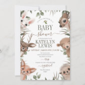 Woodland Greenery Baby Shower Einladung (Vorderseite)