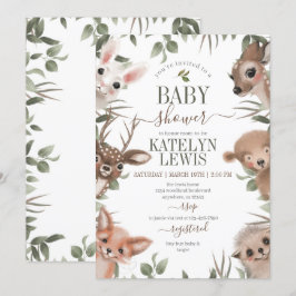 Woodland Greenery Baby Shower Einladung