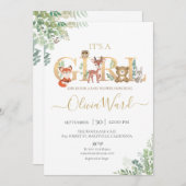 Woodland Greenery Baby Shower Girl Einladung (Vorne/Hinten)