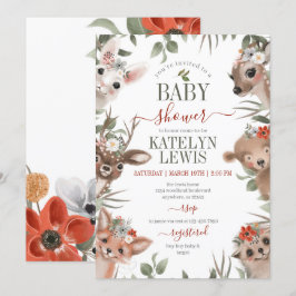 Woodland Greenery Girl Baby Shower Einladung