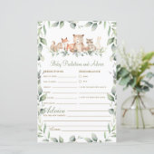 Woodland Greenery Kindervoraussagen und Ratenkarte (Stehend Vorderseite)