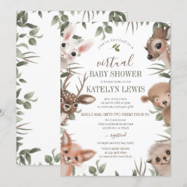 Woodland Greenery Virtual Baby Shower Einladung