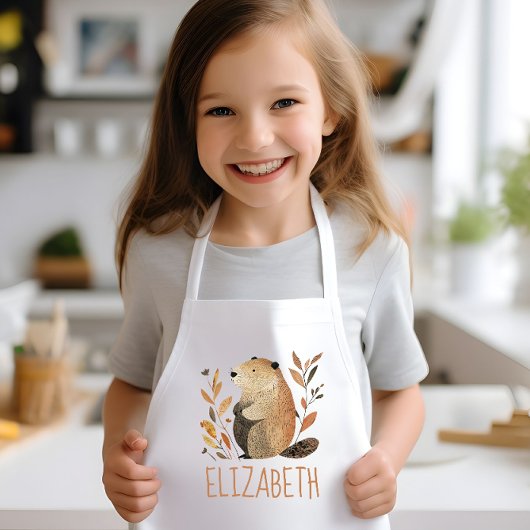 Woodland Groundhog Cute Personalized Kinderschürze