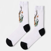 Woodland Harmony – Boho Deer Botanical Illustratio Socken (Linkes Detail)