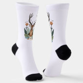 Woodland Harmony – Boho Deer Botanical Illustratio Socken (Gewinkelt)