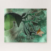 Woodland Harmony Buck with a Hawk Wildlife Puzzle (Horizontal)