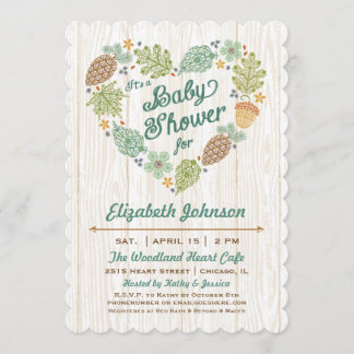 Woodland Heart Baby Dusche Einladung
