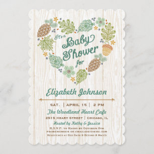 Woodland Heart Baby Shower Einladung