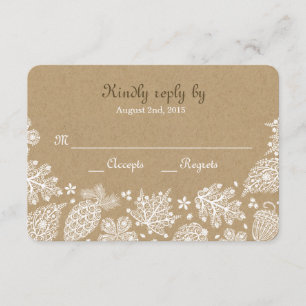 Woodland Heart Lacy Blätter Hochzeit im Herbst UAW RSVP Karte