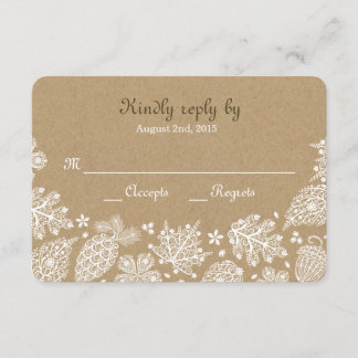 Woodland Heart Lacy Blätter Hochzeit im Herbst UAW RSVP Karte