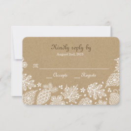 Woodland Heart Lacy Blätter Hochzeit im Herbst UAW RSVP Karte