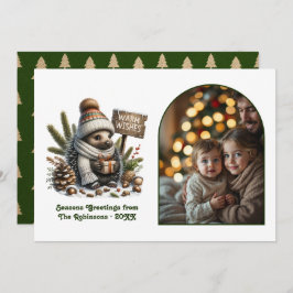 Woodland Hedgehog Cozy Forest Christmas Photo Feiertagskarte