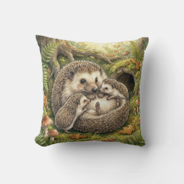 Woodland Hedgehog Family Kids Kissen