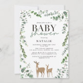 Woodland Hirsche Eukalyptus moderne Babydusche Einladung (Vorderseite)