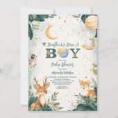 Woodland Houston, wir haben einen Jungen im Weltra Einladung (Vorderseite)