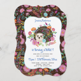 Woodland Igel 1. BIRTHDAY lädt Rustikales Boho ein Einladung