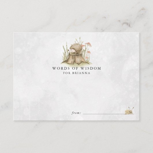 Woodland Igel Babyduschberatungskarten Begleitkarte (Vorderseite)