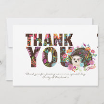 Woodland Igel DANK IHNEN Folk Blume