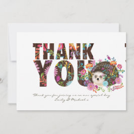 Woodland Igel DANK IHNEN Folk Blume Dankeskarte