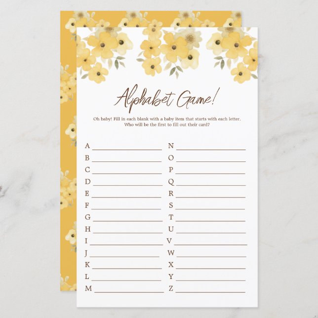 Woodland Igel Kinderdusche Alphabet (Vorne/Hinten)