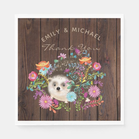 Woodland Igel Napkins Wasserfarbe Rustikal Serviette (Vorderseite)