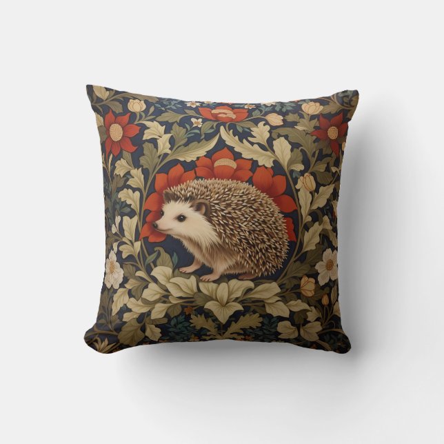 Woodland Igel William Morris Inspiriert Kissen (Vorderseite)