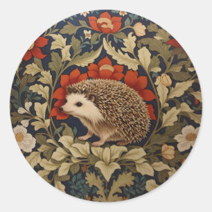Woodland Igel William Morris Inspiriert Runder Aufkleber