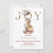 Woodland Joy Red Fox Holiday Party Einladung (Vorderseite)