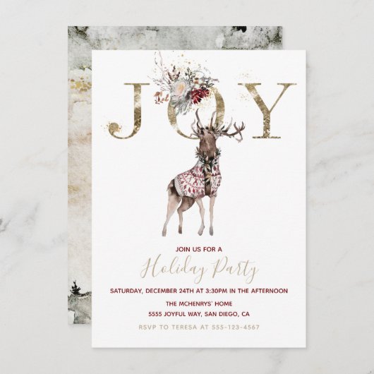 Woodland Joy Stag Feig Einladung (Vorne/Hinten)