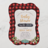 Woodland Kariert Babydusche Einladung (Vorne/Hinten)