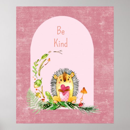 Woodland Kinderzimmer Baby Igel Animal Poster (Vorne)