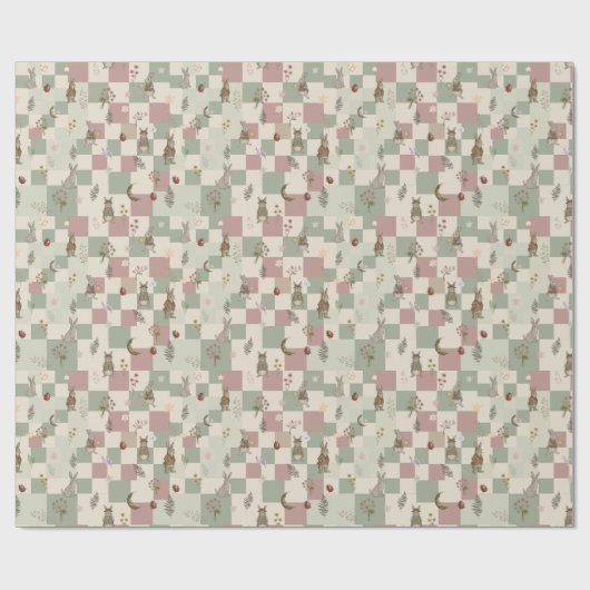 Woodland-Kinderzimmer-Häschen im Cottagecore-Stil Geschenkpapier (Flach)