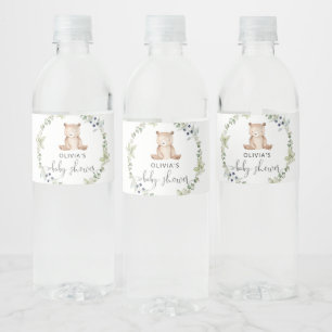 Woodland kleine Bären Baby Dusche Wasserflasche L Wasserflaschenetikett