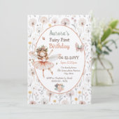 Woodland Kronleuchter Wasserfarbe Fairy Erster Geb Einladung (Stehend Vorderseite)