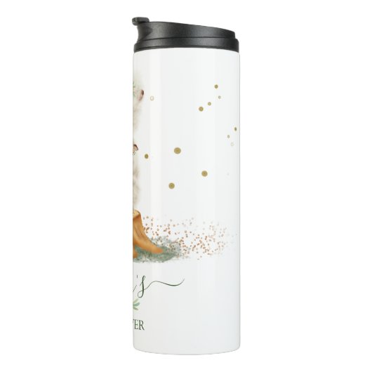 Woodland Lamb Sheep Family Baby Girl Thermosbecher (Nach rechts gedreht)