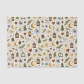 Woodland Lantern Winter Folk Pattern Seidenpapier (Vorderseite)