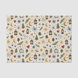 Woodland Lantern Winter Folk Pattern Seidenpapier