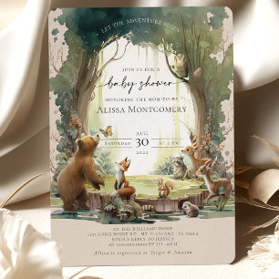 Woodland Lass uns die Abenteuer-Baby-Party beginne Einladung
