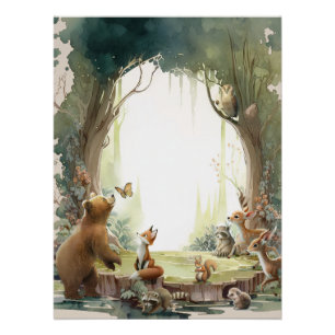 Woodland Lass uns die Abenteuer-Baby-Party beginne Poster
