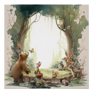 Woodland Lass uns die Abenteuer-Baby-Party beginne Poster