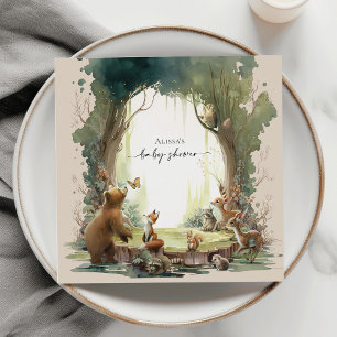 Woodland Lass uns die Abenteuer-Baby-Party beginne Serviette