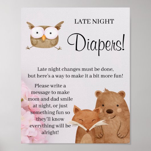 Woodland Late Night Diaper Kinderduschenspiel Poster (Vorne)