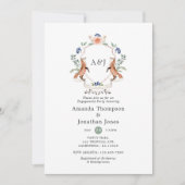Woodland Laurel Wappen Monogram Engagement Party Einladung (Vorderseite)