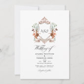 Woodland Laurel Wappen Monogram Wedding Foto Einladung (Vorderseite)