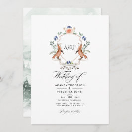 Woodland Laurel Wappen Monogram Wedding Foto Einladung
